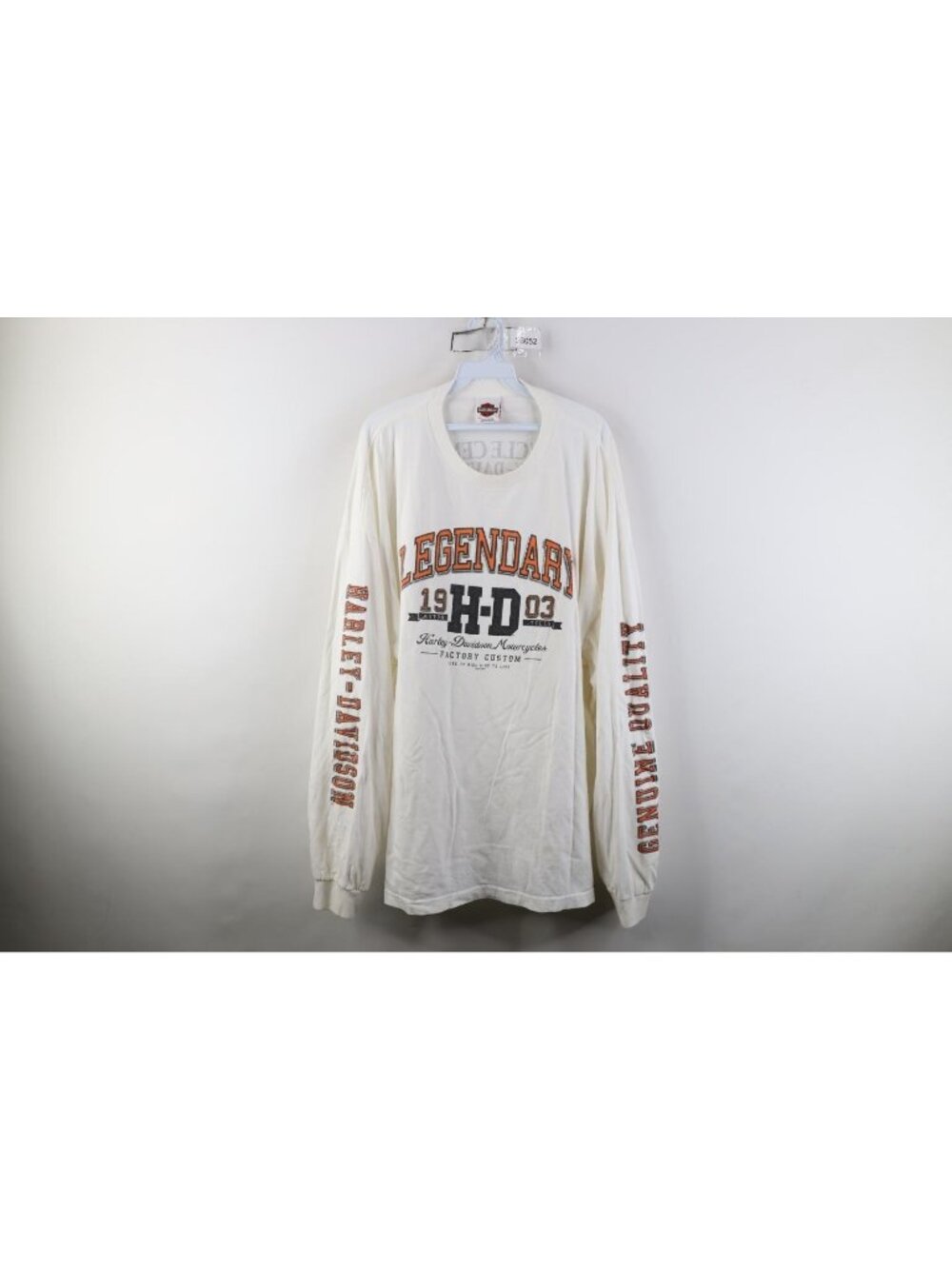 Y2K Harley Davidson Mens Size 3XL Spell Out Long Sleeve T-SHirt White Cotton